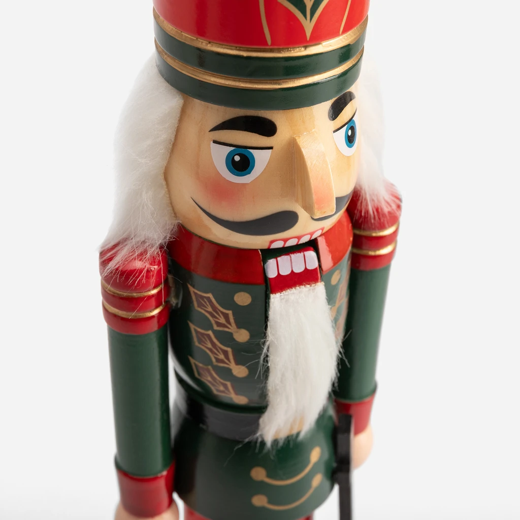 Dekorativní figurka červeno-zelená LOUSKÁČEK 38 cm