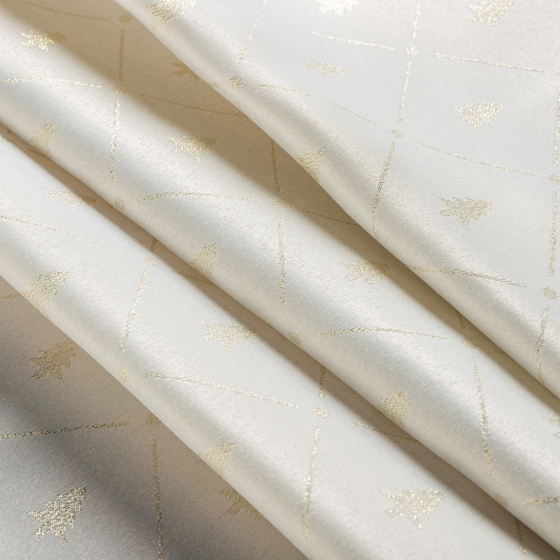 Ubrus glamour se vzorem vánočního stromečku ecru LUMINE 140x240 cm