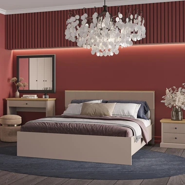 Manželská postel 160x200 cm IDELLO taupe a kamenný dub