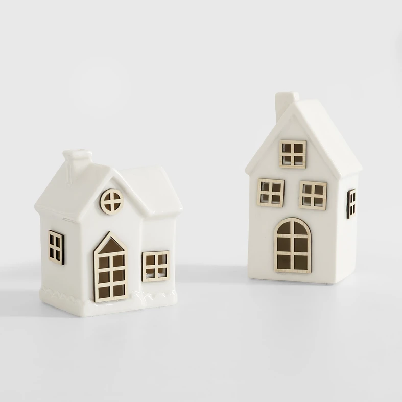 Dekorační domek LED bílý 16,5 cm