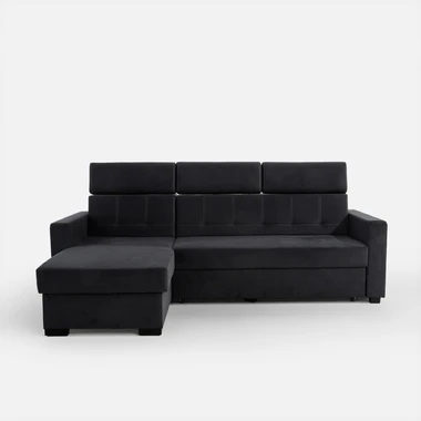 Rohová sedací souprava s nastavitelnými opěrkami hlavy TOSCANO černá