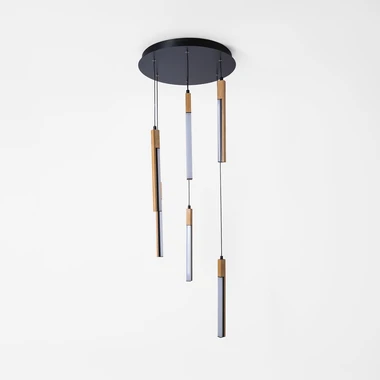 Závěsné LED svítidlo s kulatou černou dřevěnou základnou ELIOT VI