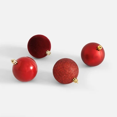 Vánoční baňky 6 cm červené 16 ks