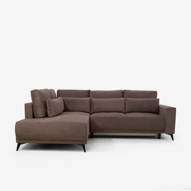 Rohová rozkládací sedačka hnědá LORENTO levá