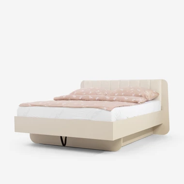 Postel s čalouněným čelem LORENZ béžová 160x200