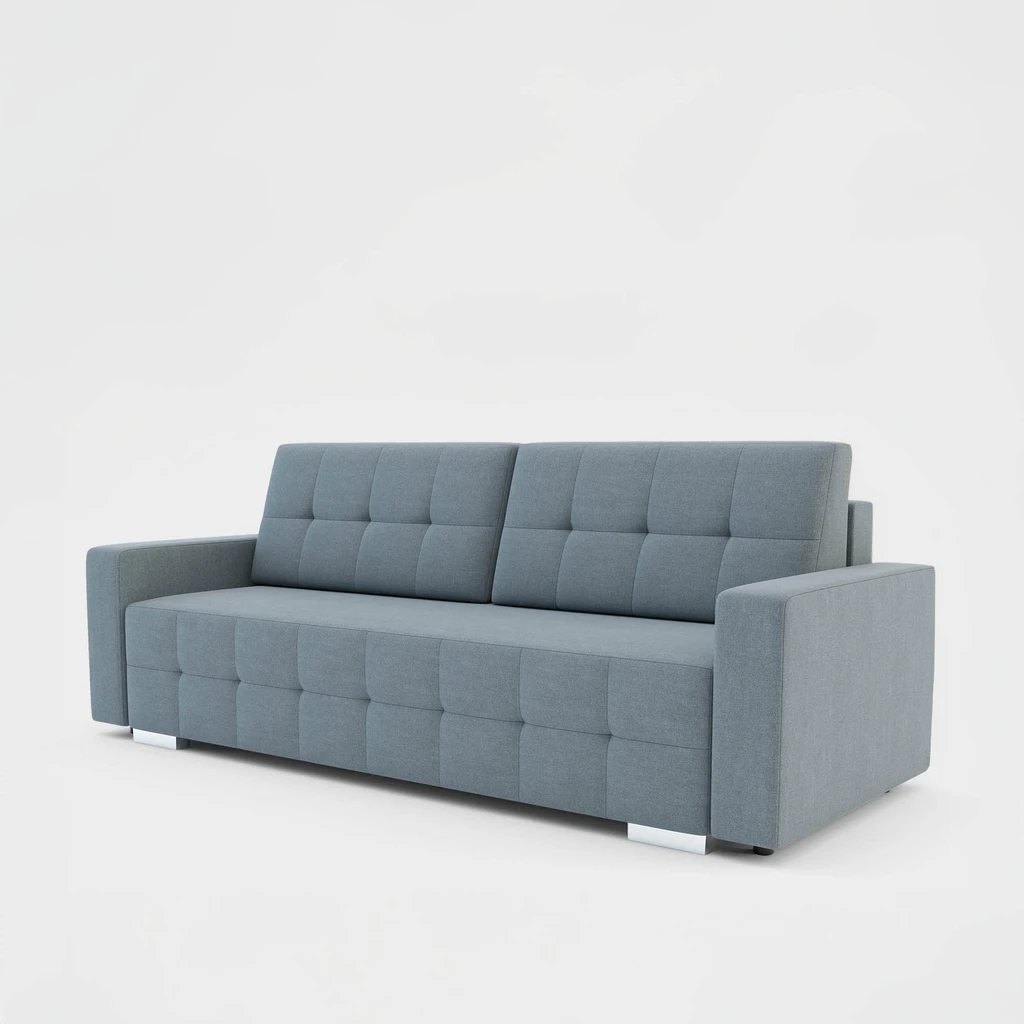 Sofa rozkładana z pikowaniem szara LILA