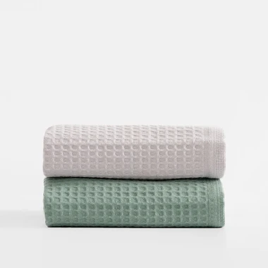 Sada 2 kuchyňských utěrek šedo-zelená, 50x70 cm