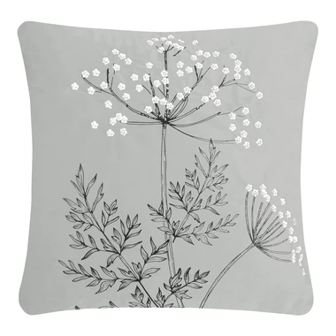 Velurový povlak na polštář s výšivkou ANISE 45x45 cm světle šedý