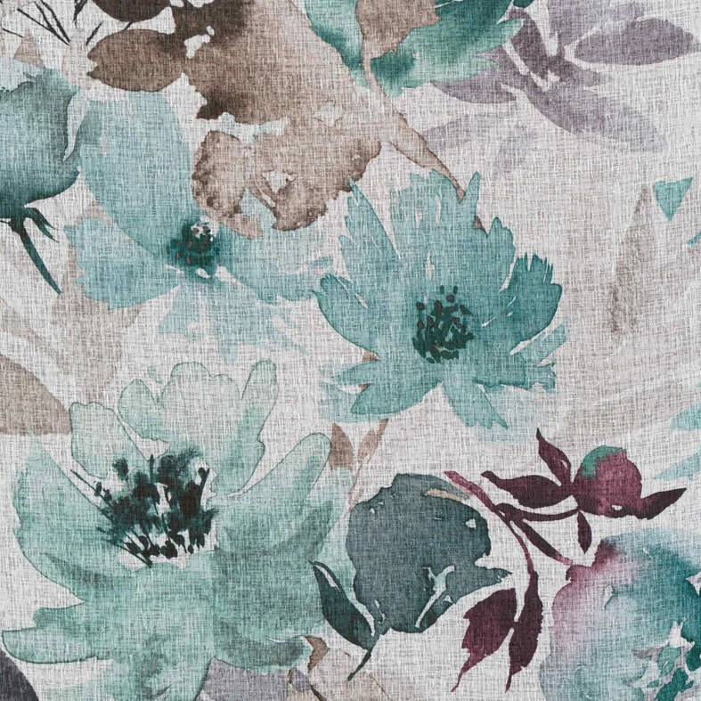 Bílo-tyrkysový závěs s průchodkami GRETA 140x250 cm