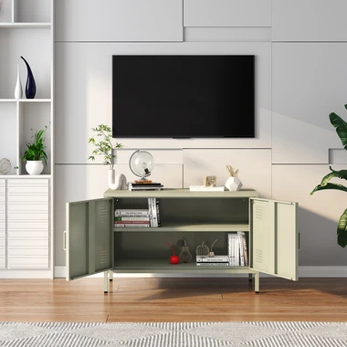 Světle zelená 2-dveřová komoda SOLANS