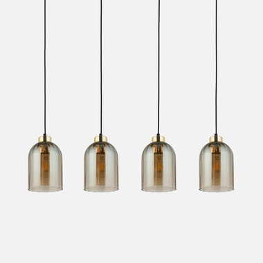 Závěsné svítidlo s lištou 4 jantarová stínidla SATIPO 4