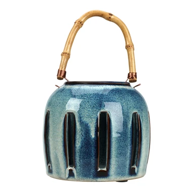 Lucerna s bambusovou rukojetí MIX 14x14 cm