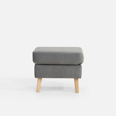 Šedý čalouněný taburet CARY