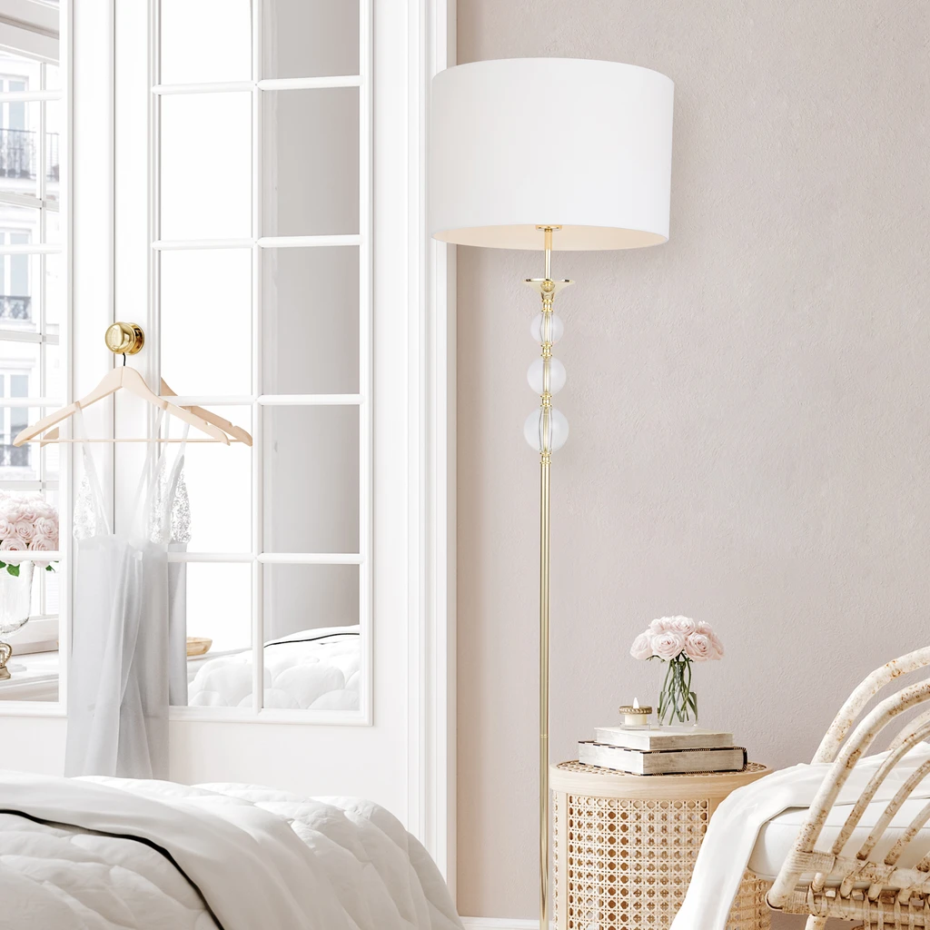 Bílo-zlatá stojací lampa REA II