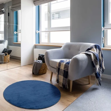 Kulatý koberec PULY 80 cm, tmavě modrý