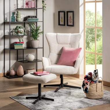 Otočné křeslo s podnožkou DOVETAL béžové