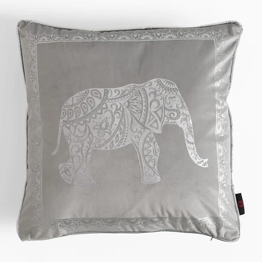 Světle šedý povlak na polštář se slonem DAIRA 45x45 cm