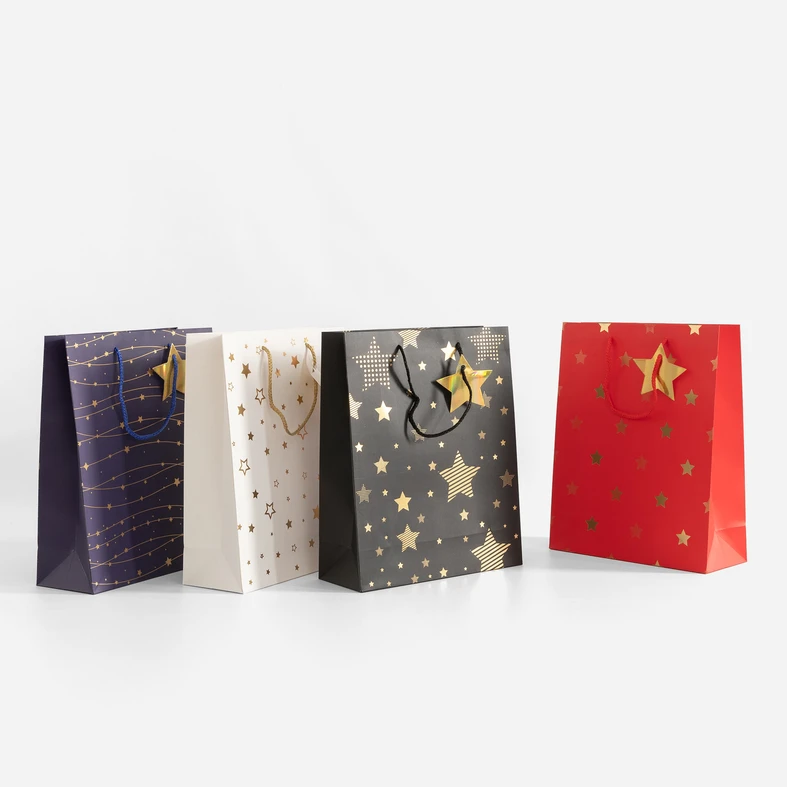 Dárková taška s hvězdičkami 32 cm MIX