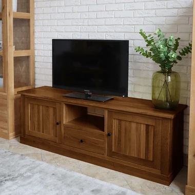 TV stolek se zásuvkou z masivního dřeva STELLA dub rustikální