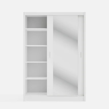 Zrcadlová šatní skříň s posuvnými dveřmi INES 150 cm bílá