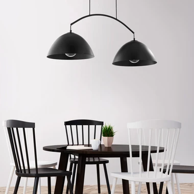 Černé matné industriální závěsné svítidlo s 2 stínidly FARO