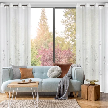 Bílo-béžová záclona s průchodkami ISABEL 140x250 cm