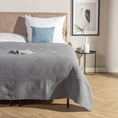 Tmavě šedý přehoz na postel TOSCA 220x200 cm