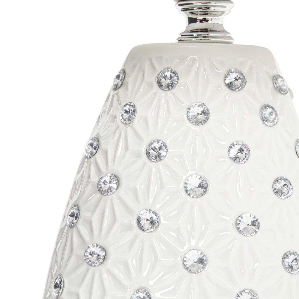 Bílá keramická stolní lampa glamour 41 cm