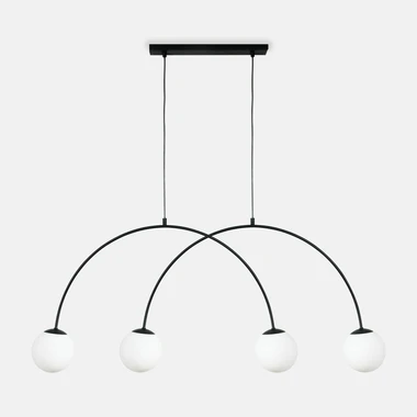 Černé závěsné svítidlo 4 kulovitá stínidla NOVA.