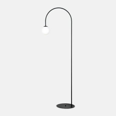 Černá stojací lampa oblouková s kulovitým stínidlem NOVA.