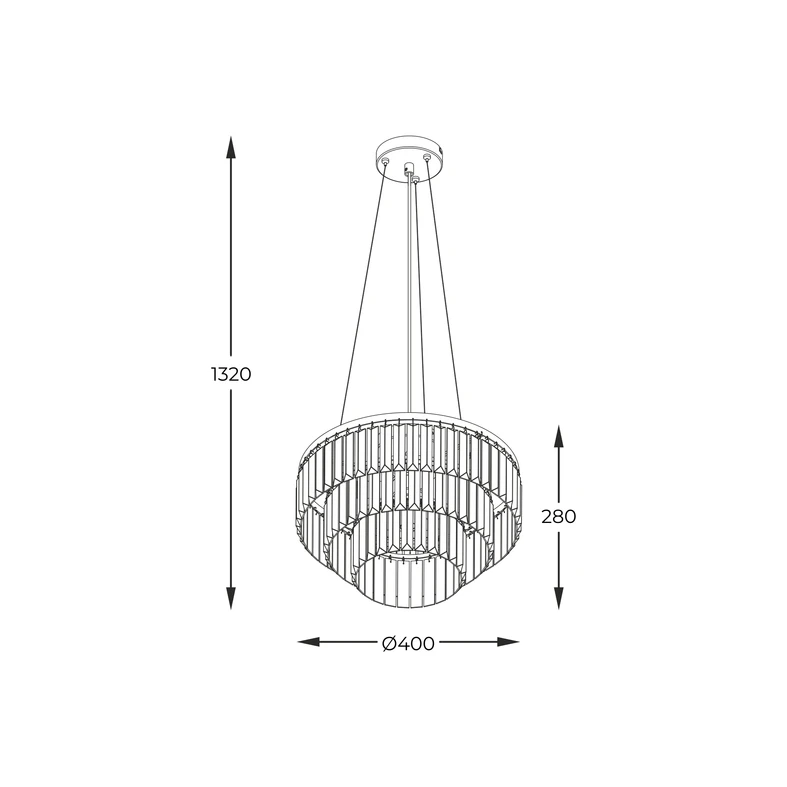 Lampa wisząca TIFANNY posiada oprawę przeznaczoną dla 4 żarówek typu E14 o mocy maksymalnej 40W.