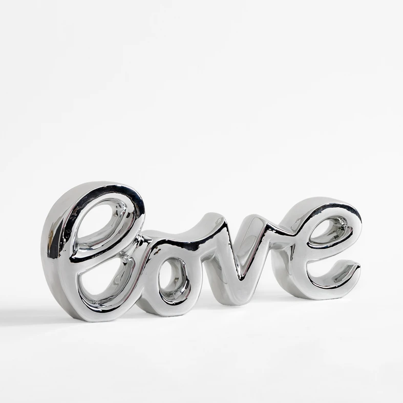 Ozdobný stříbrný nápis LOVE 29x11,4 cm