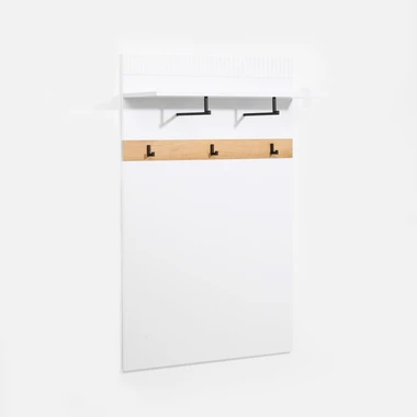 Bílý drážkovaný nástěnný věšák VELUTTO