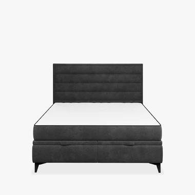 Grafitová postel boxspring LUIS HORIZONTAL 160x200 cm