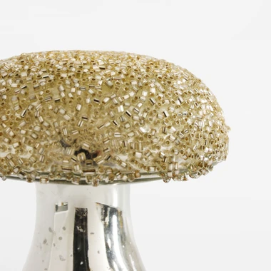 Skleněná dekorace HŘIB zlatý, 10 cm